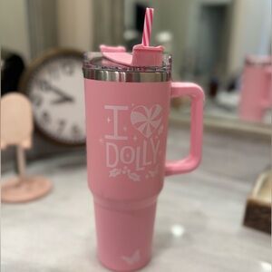 NWT 💕 Dolly 💕  Pink Insulated Tumbler with Straw
